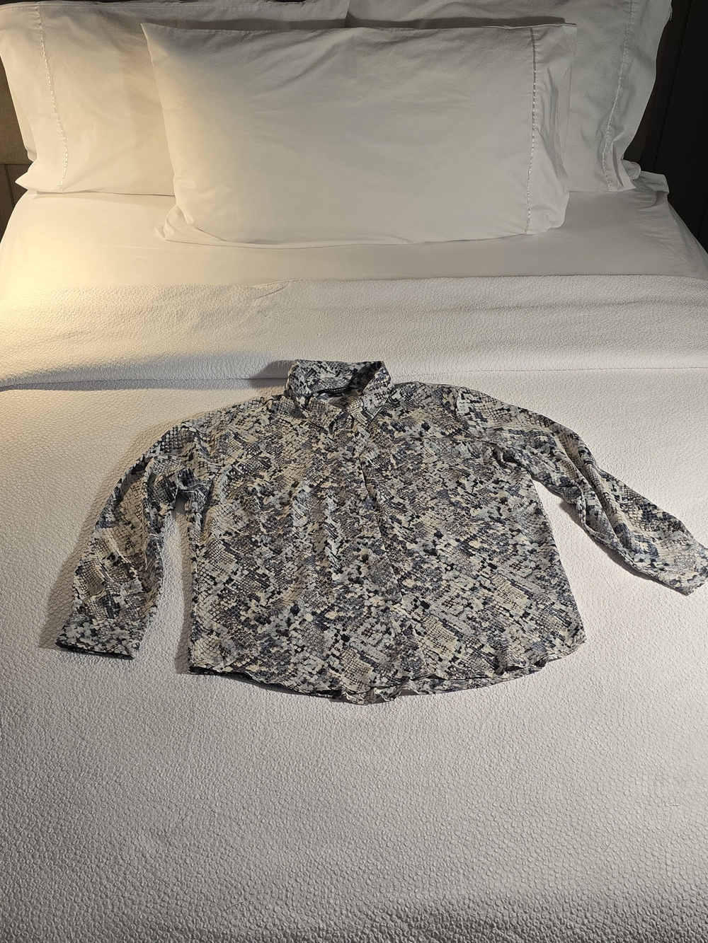 Liverpool Los Angeles Abstract Snake Print Button Front Blouse Grey Black XL